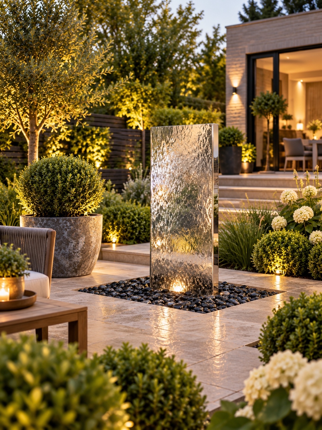 Staffora Stainless Steel Wall Water Feature | 120cm | Aqua Moda