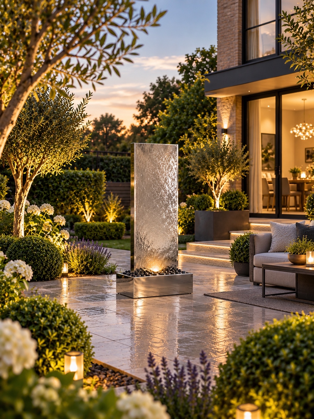 Staffora Stainless Steel Wall & Base Water Feature | 142cm | Aqua Moda