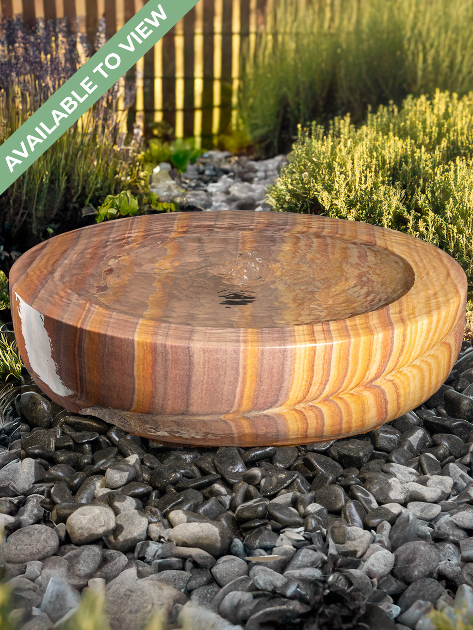 Rosara Rainbow Sandstone Babbling Bowl Water Feature | 45cm | Aqua Moda