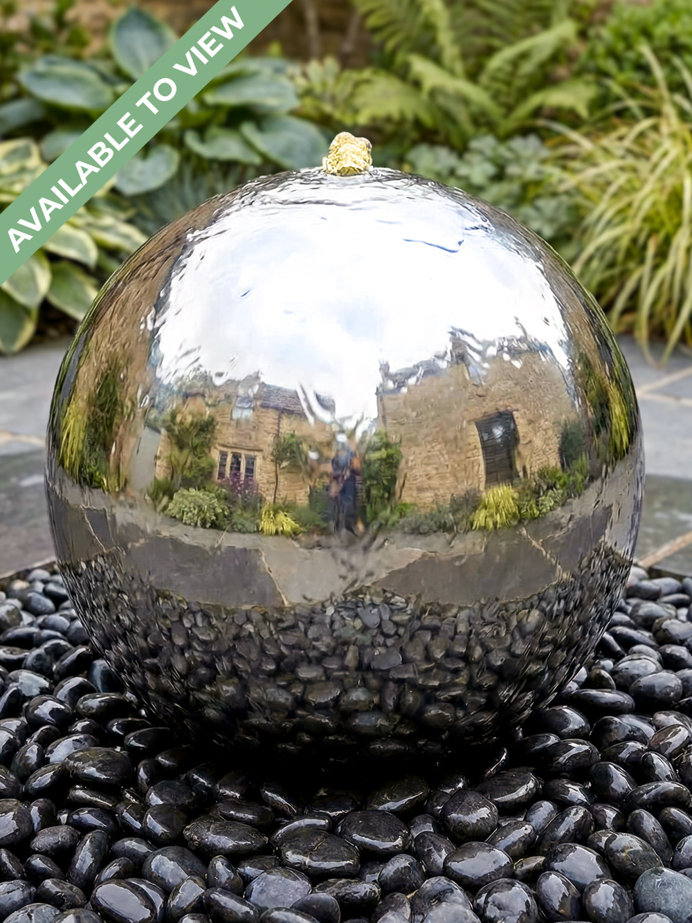 Aterno 45cm Polished Steel Sphere Water Feature