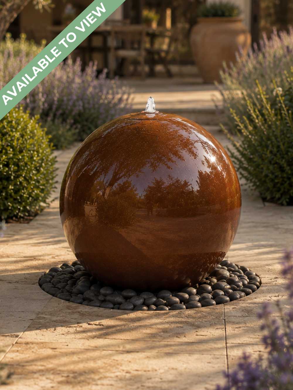 Aterno Corten Steel Sphere Water Feature | 58cm | Aqua Moda