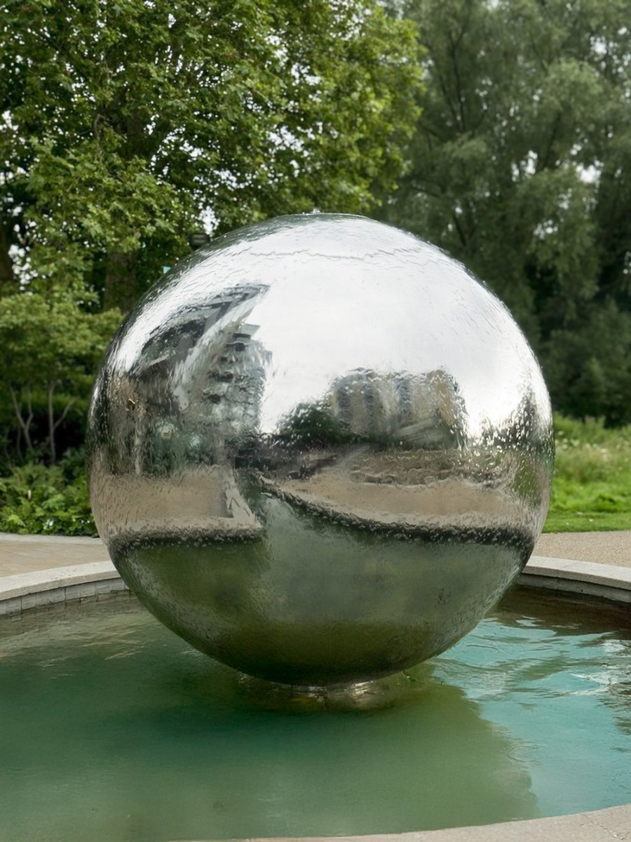 Aterno 200cm Polished Steel Sphere Water Feature