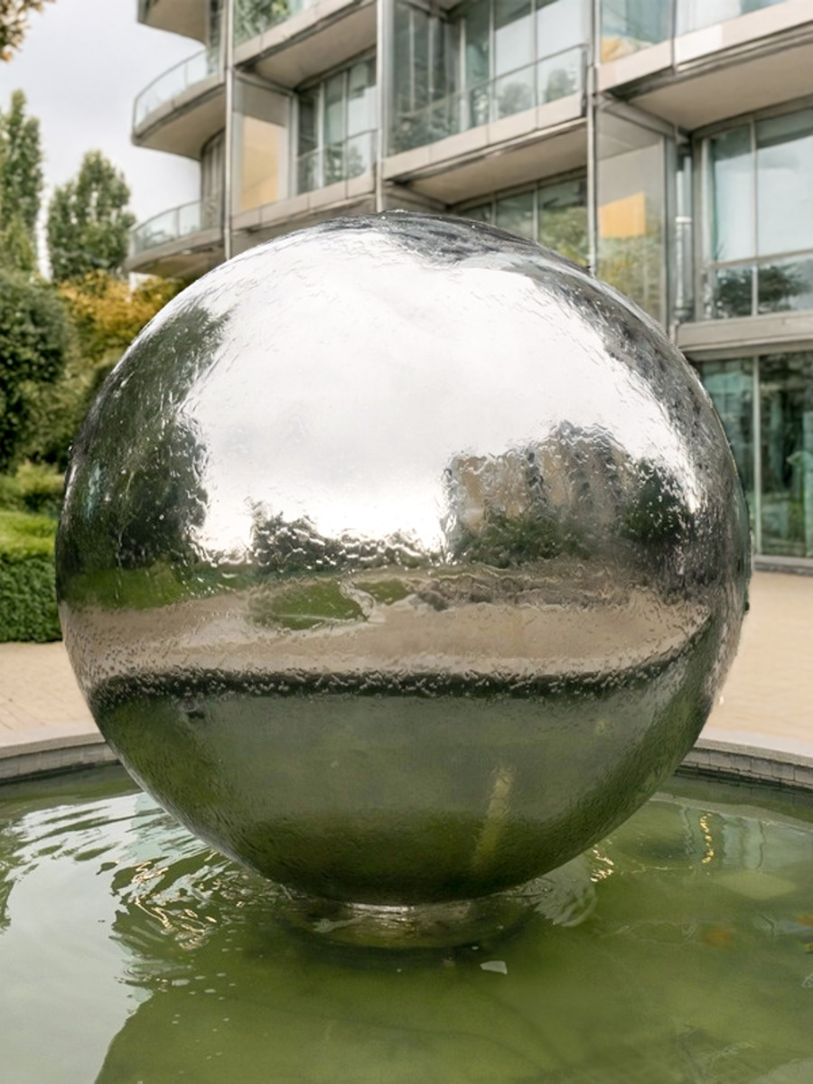 Aterno 300cm Polished Steel Sphere Water Feature