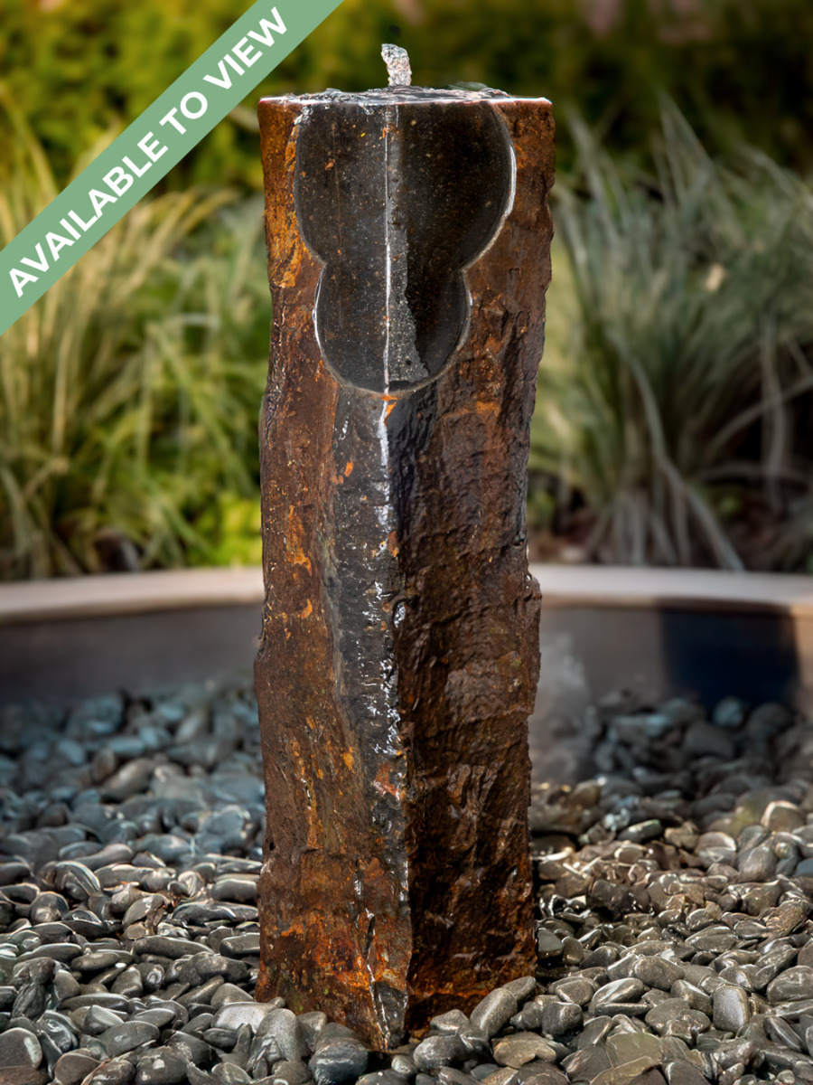 Caldera Basalt Carved Top 70cm Column Water Feature