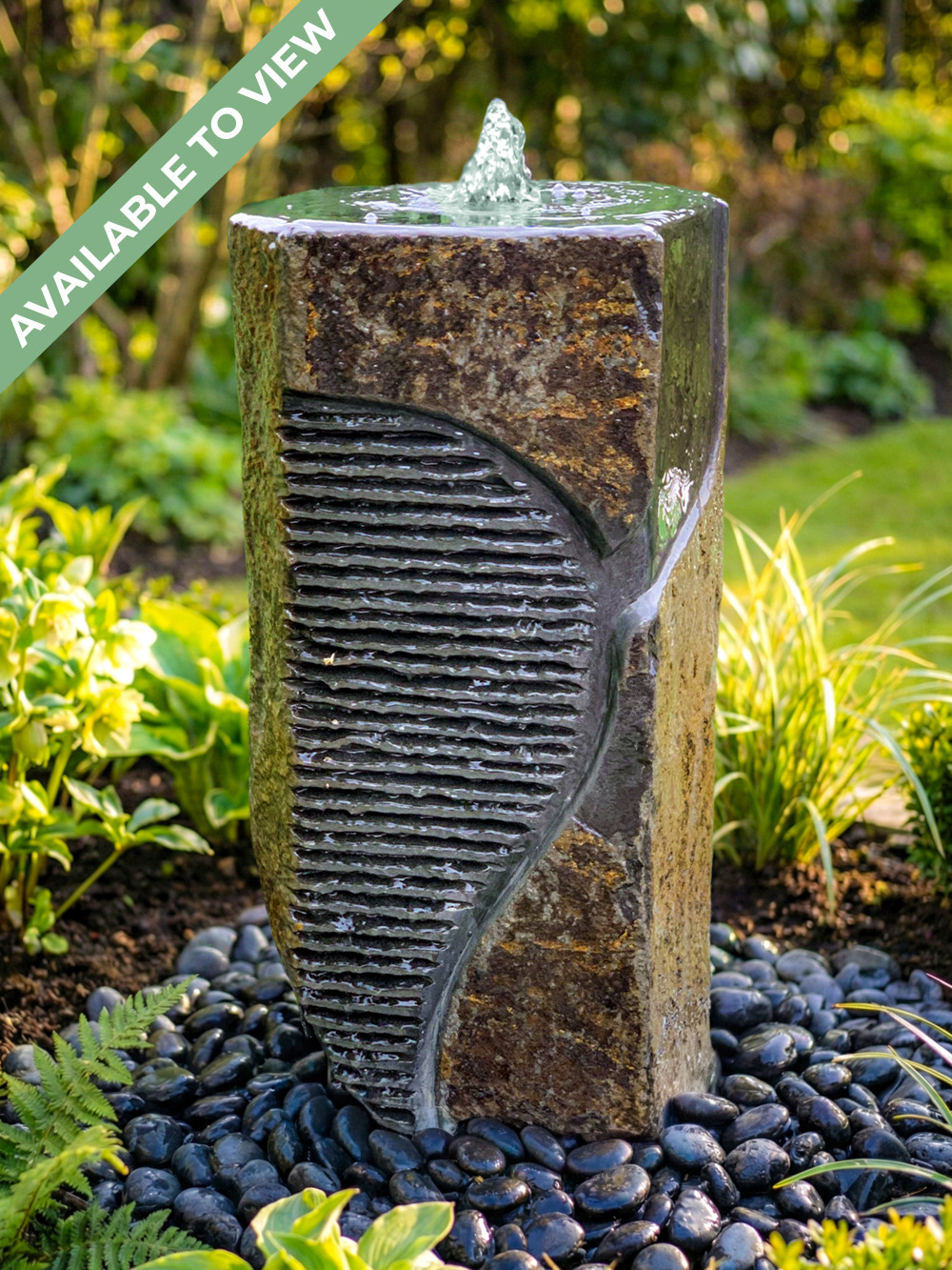 Caldera Basalt Rustic Column Water Feature | 50cm | Aqua Moda