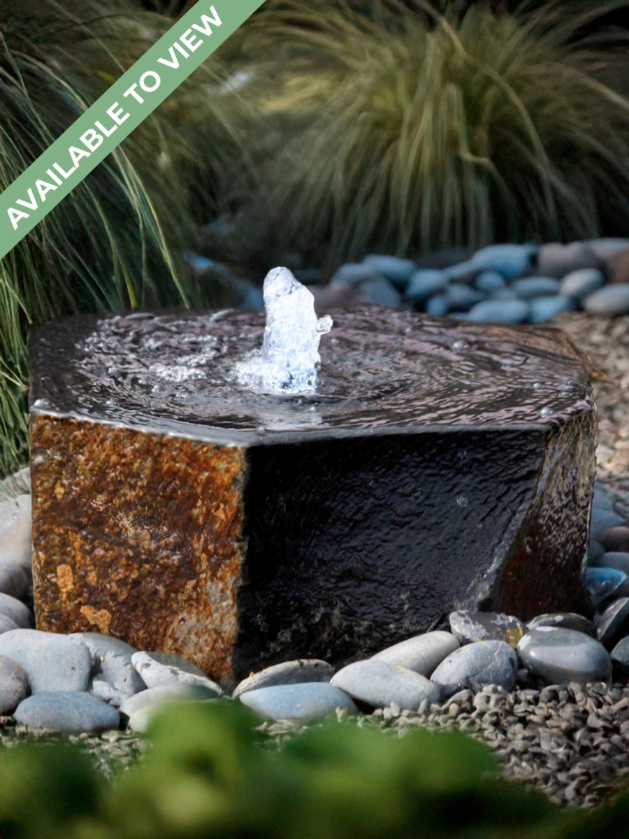 Caldera Babbling Basalt Polished Dished Top Column Water Feature