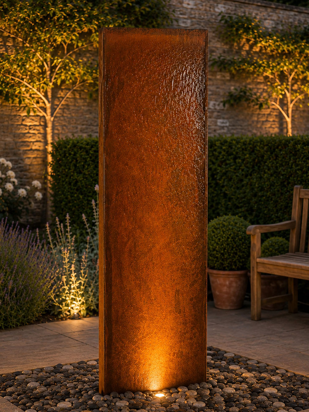Staffora Corten Steel Wall Water Feature | 180cm | Aqua Moda