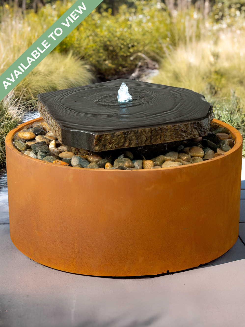 Miren Basalt Slab and Plinth Steel Patio Water Fountain Kit