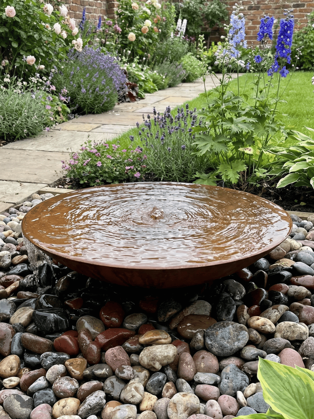 Solar Rosara Corten Steel 60cm Bowl Fountain