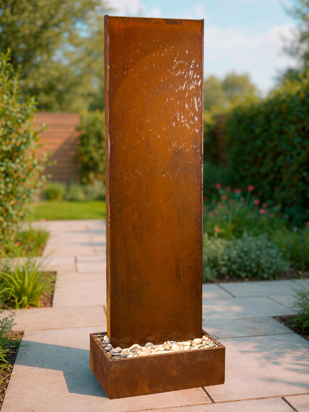 Staffora Corten Steel 2m Wall and Base Water Feature
