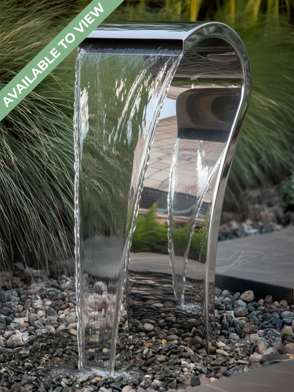 Crostolo Polished Steel Curved Water Feature