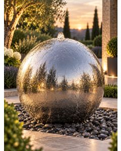 Aterno 100cm Polished Steel Sphere Water Feature