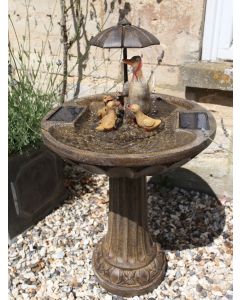Solar Umbrella Duck Family Bird Bath