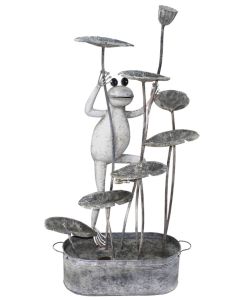Metal Frog on Lily Pads Water Feature