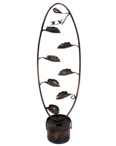 Metal Birds on Leaves Water Feature