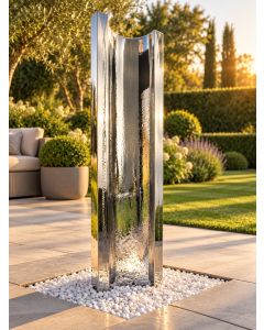 Serio Polished Steel 1.2m C Shaped Water Feature 