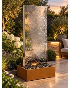 Staffora Stainless Steel 1.42m Wall and Corten Base Water Feature