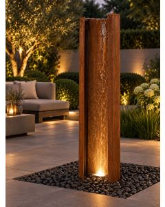 Serio Corten Steel 1.5m C Shaped Water Feature