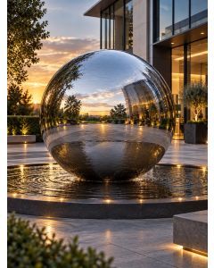 Aterno 200cm Polished Steel Sphere Water Feature