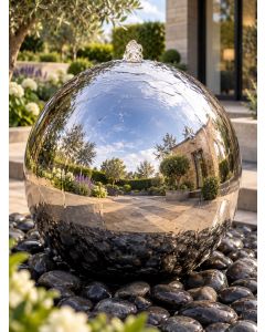 Solar Aterno 45cm Polished Steel Sphere Water Feature