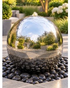 Aterno 45cm Polished Steel Sphere Water Feature