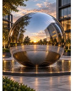 Aterno 400cm Polished Steel Sphere Water Feature