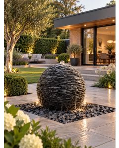 Solar Monara Slate 50cm Cascading Sphere Water Feature