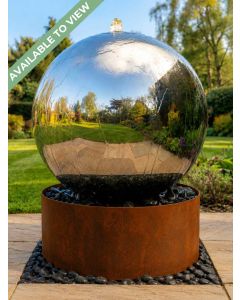Solar Aterno Polished Steel 56cm and Corten Base Water Feature