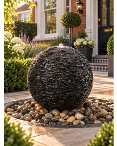 Solar Monara Slate 60cm Cascading Sphere Water Feature