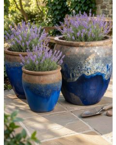 Cerulean Drip Trio XL Planters