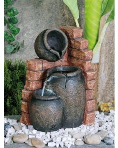 3 Pots On Brick Indoor Water Feature