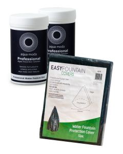 Package deal of algae treatment and a water feature cover