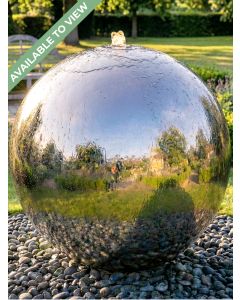 Aterno 100cm Polished Steel Sphere Water Feature