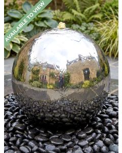 Solar Aterno 45cm Polished Steel Sphere Water Feature
