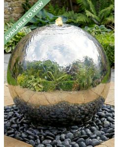 Aterno 56cm Polished Steel Sphere Water Feature