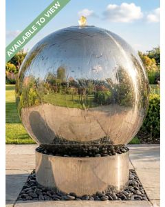 Solar Aterno 75cm Polished Steel Sphere and Base Water Feature