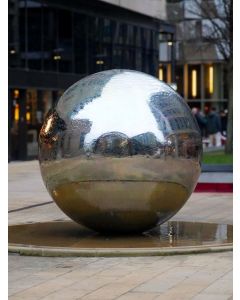 Aterno 150cm Polished Steel Sphere Water Feature