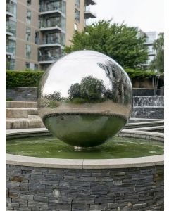 Aterno 120cm Polished Steel Sphere Water Feature