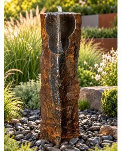 Caldera Basalt Carved Top 70cm Column Water Feature