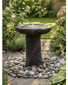 Rosara Black Limestone Bird Bath Water Feature