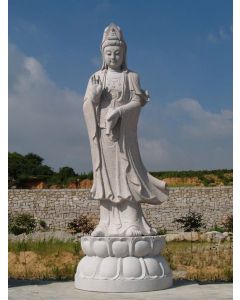 Granite Protection Buddha on Lotus Flower Pedestal Sculpture (1)
