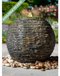 Monara Black Limestone 45cm Cascading Sphere Water Feature