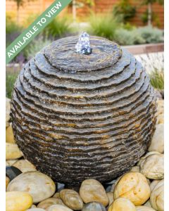 Monara Black Limestone 30cm Cascading Sphere Water Feature