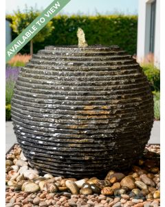 Monara Black Limestone 60cm Cascading Sphere Water Feature