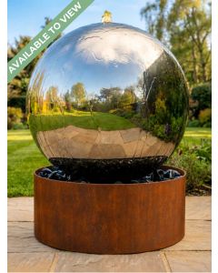 Aterno Polished Steel 56cm and Corten Base Water Feature