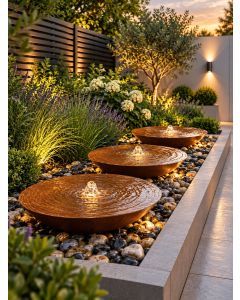 Rosara Corten Steel 60cm Bowl Trio Fountain