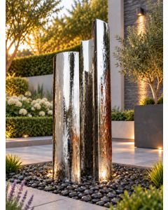 Serio Doppio Polished Steel C Shaped Water Features