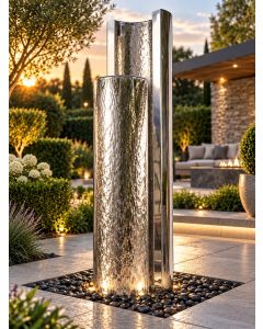 Serio Doppio Polished Steel C Shaped Water Features