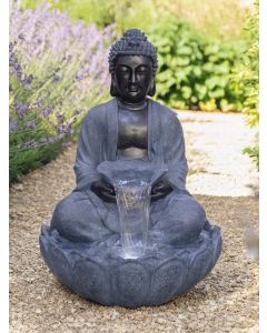 Giant Grey/Black Sitting Buddha Water Feature