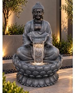Giant Grey/Black Sitting Buddha Water Feature